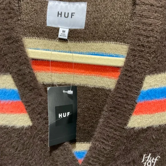 HUF Brown Striped Cardigan - Picture 2 of 7